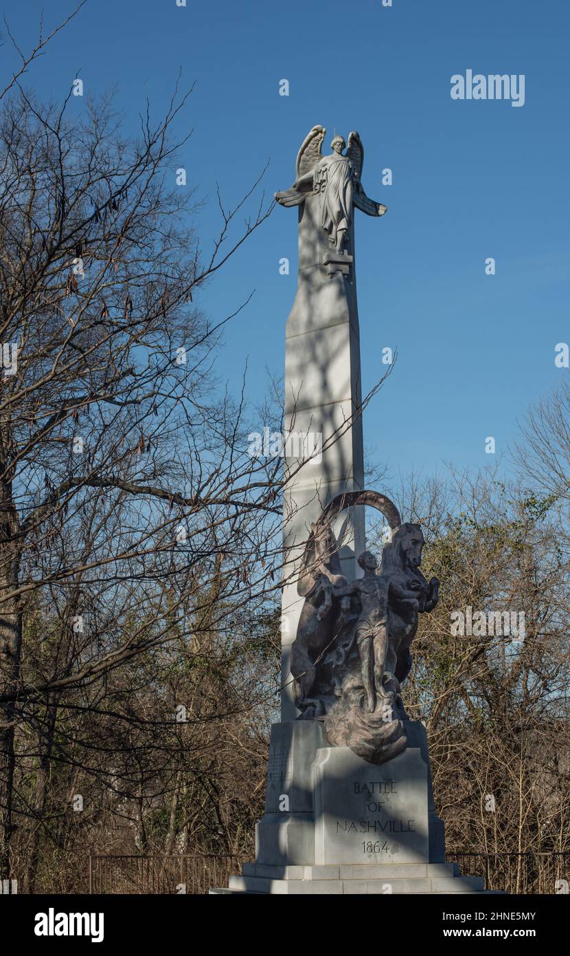 White granite and bronze Battle of Nashville Monument, a tribute to