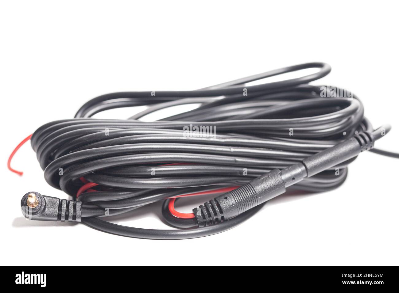 Black USB cable isolated on white background. Stock Photo