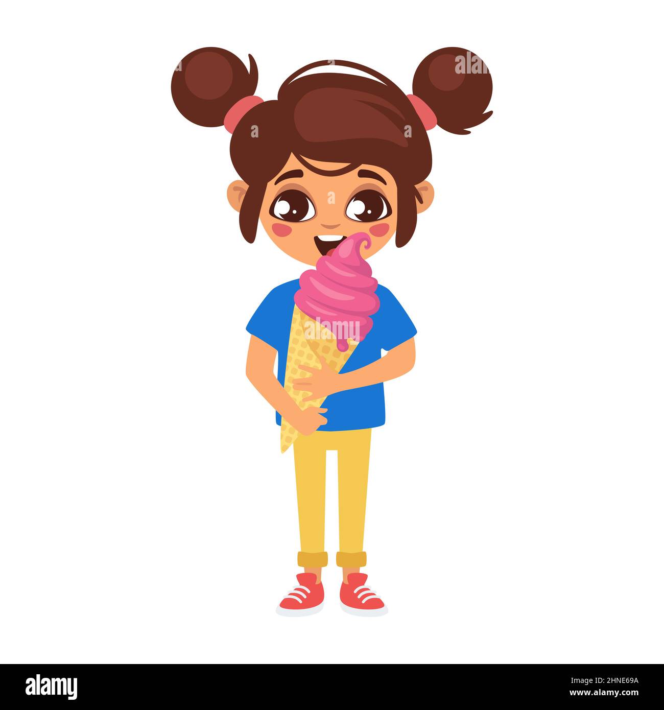 illustration of kid eating an ice cream Stock Vector Image & Art Alamy