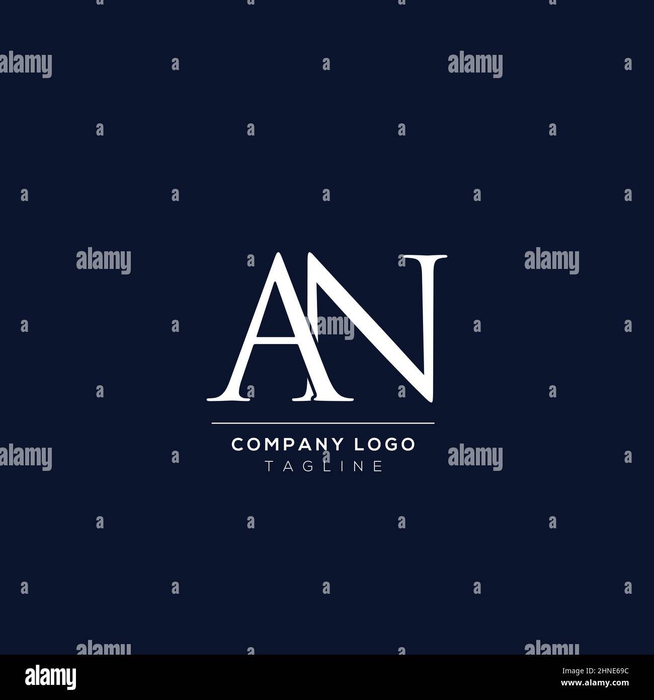 Creative minimal letter AN logo template. Stock Vector