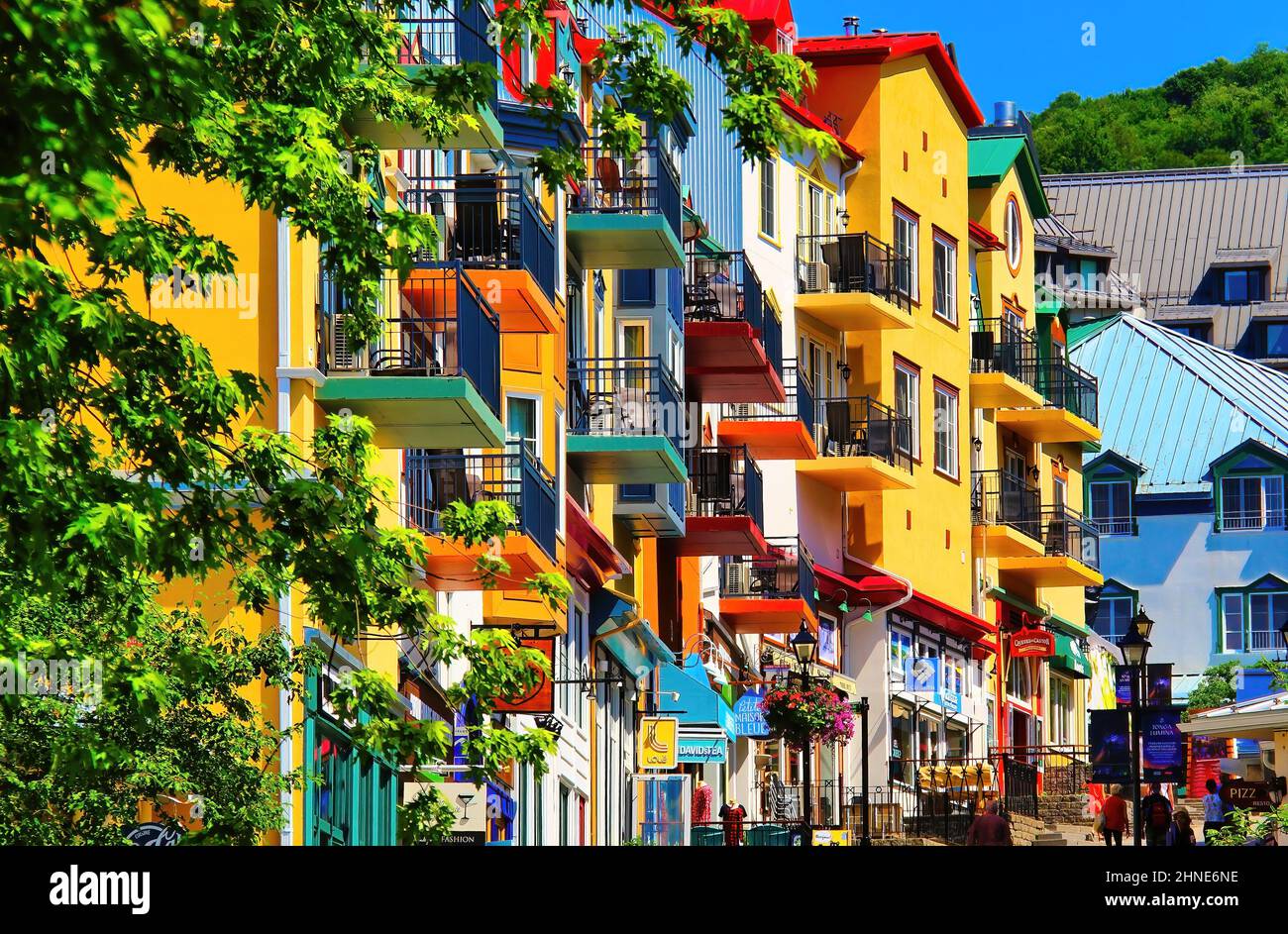 Colorful hotel buildings at a resort Stock Photo - Alamy