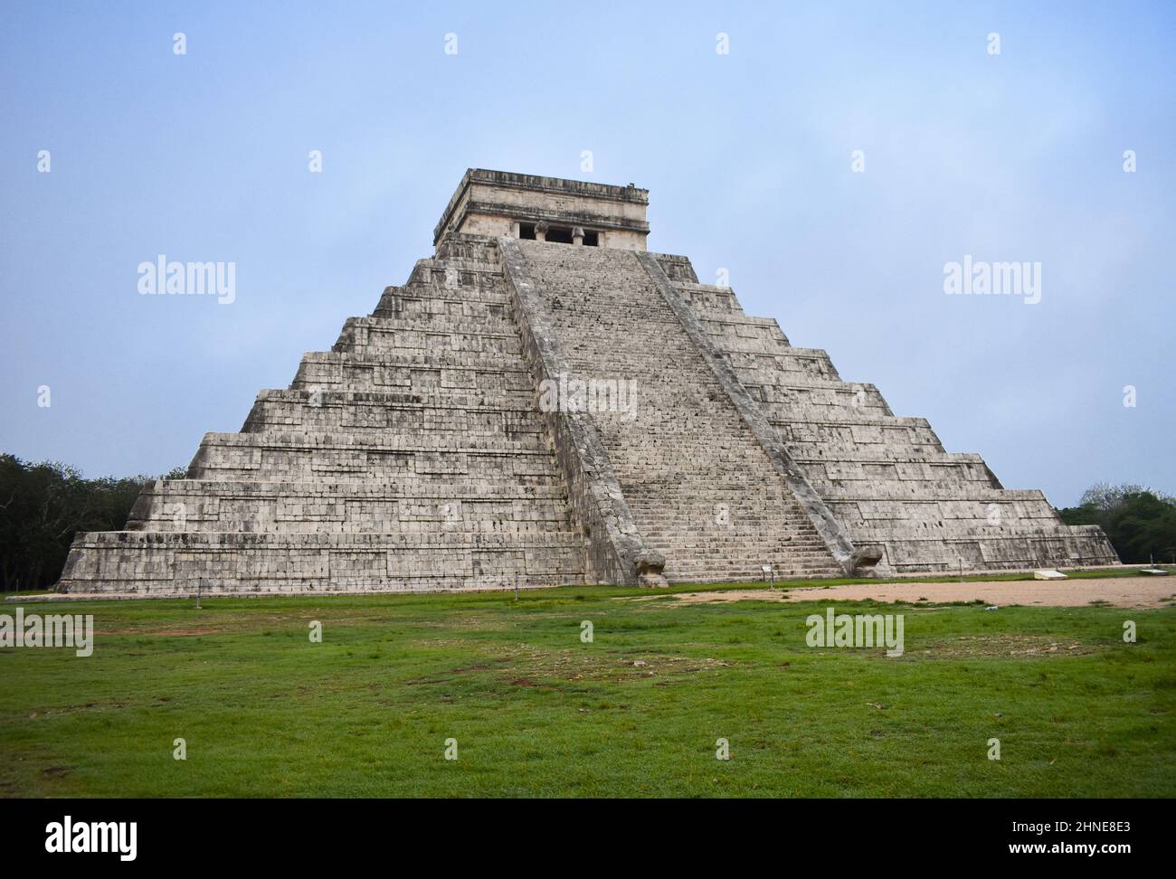 One of the new wonders of the world the pyramid of Chitzen Itza in the morning Stock Photo
