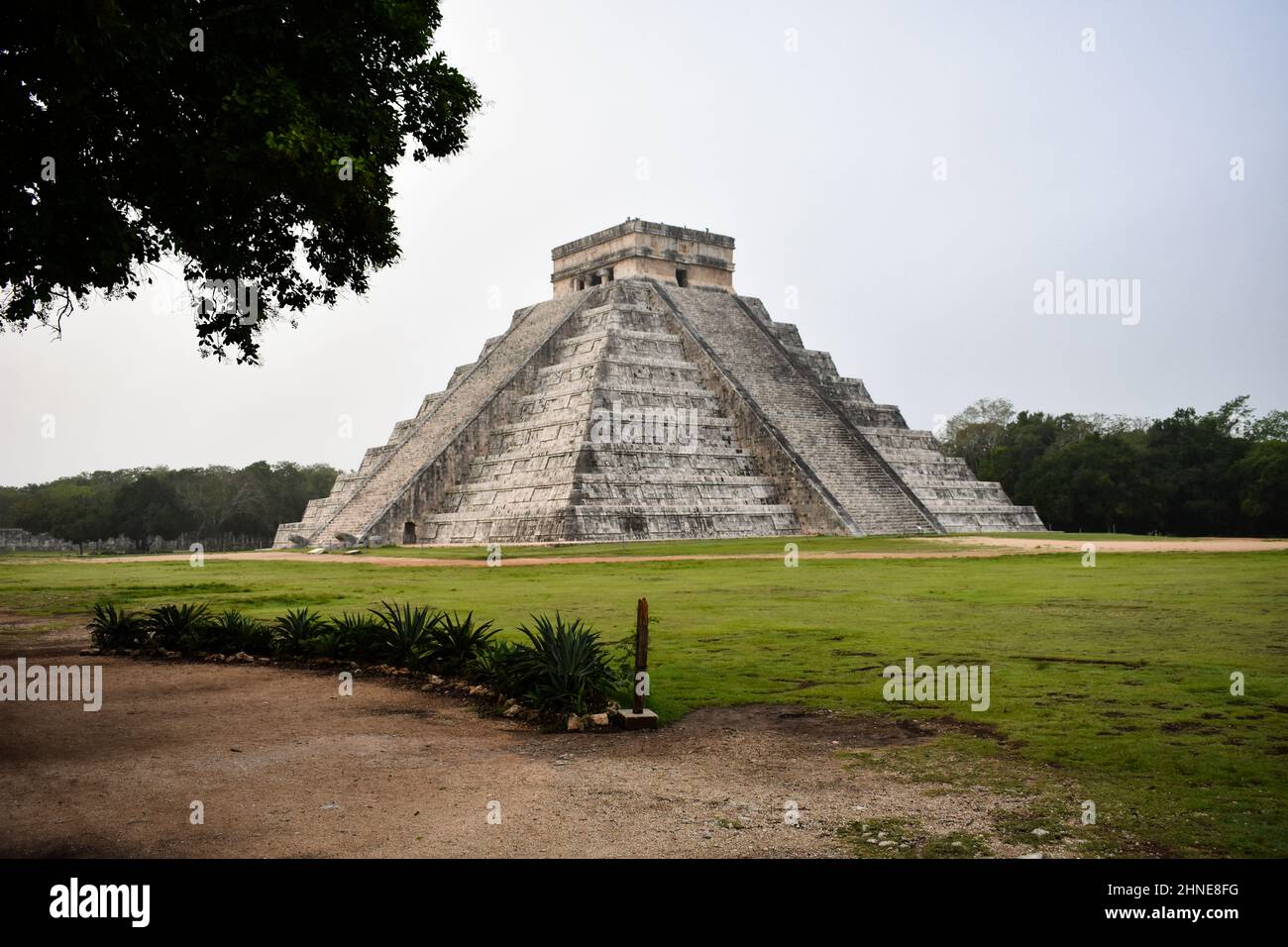 One of the new wonders of the world the pyramid of Chitzen Itza in the morning Stock Photo