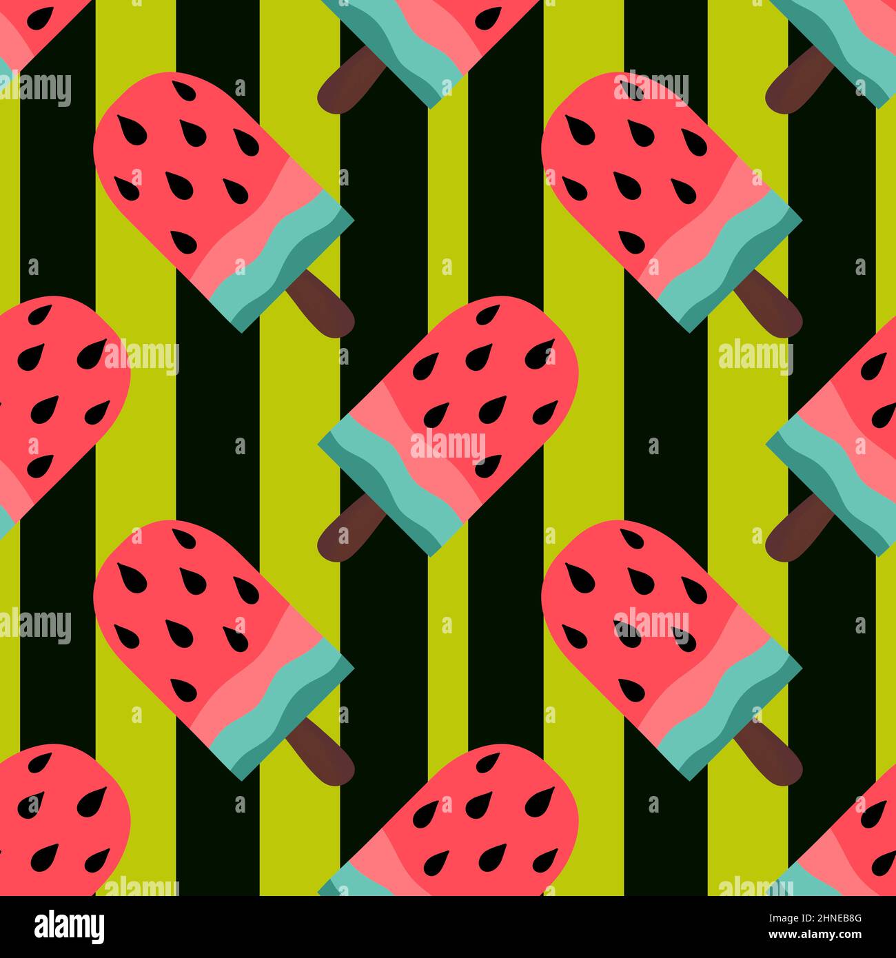 Summer seamless watermelon ice cream pattern for fabrics and packaging ...