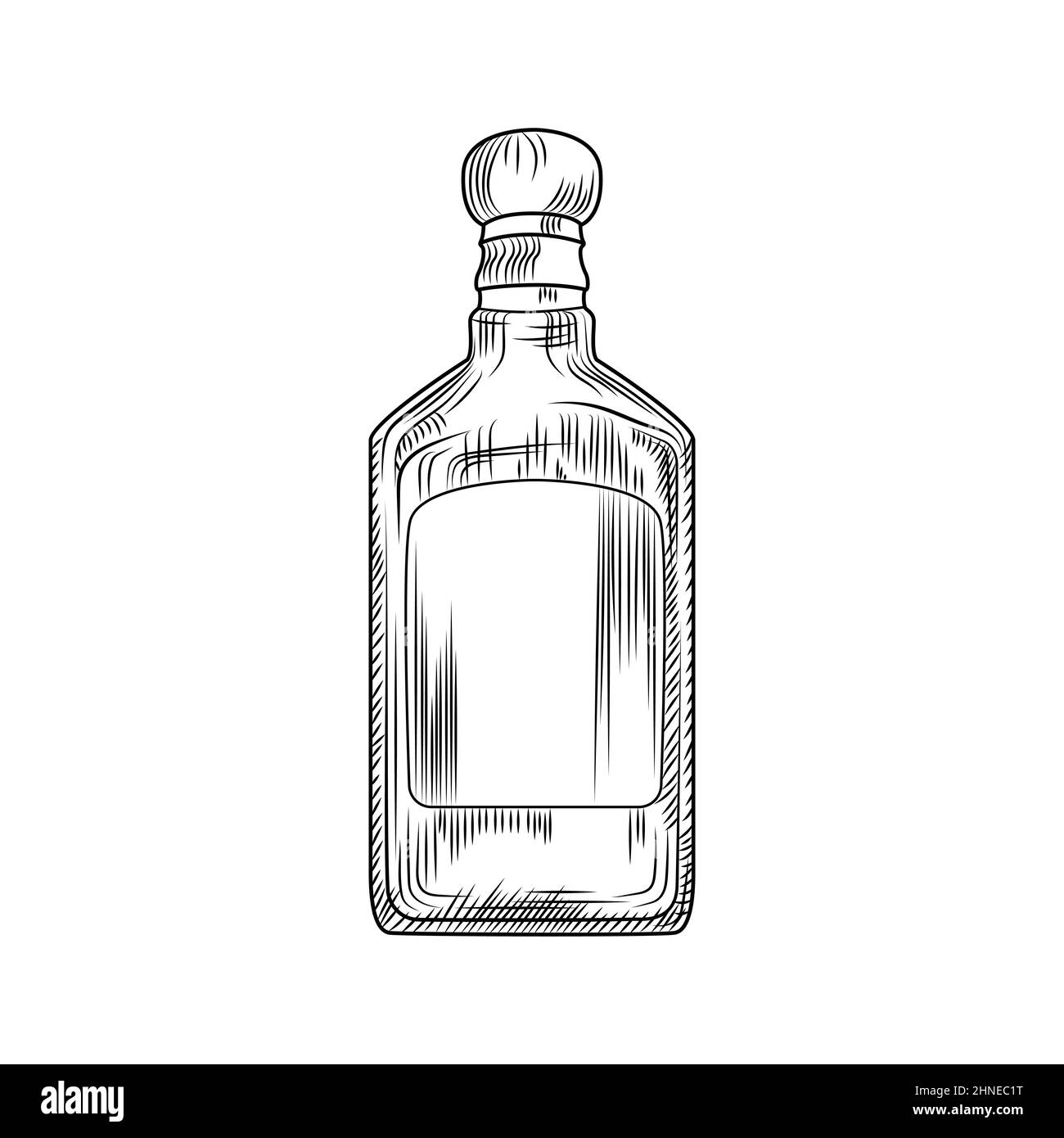 Tequila bottle isolated on white background. Traditional Mexican