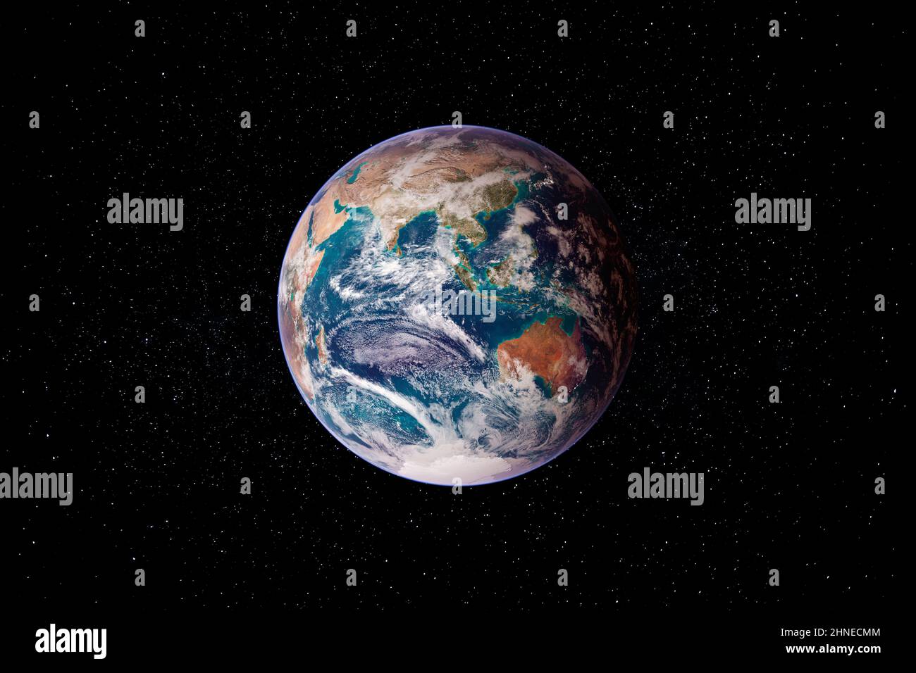 Planet Earth globe view from space with Asia and Australia. This image elements furnished by NASA. Stock Photo