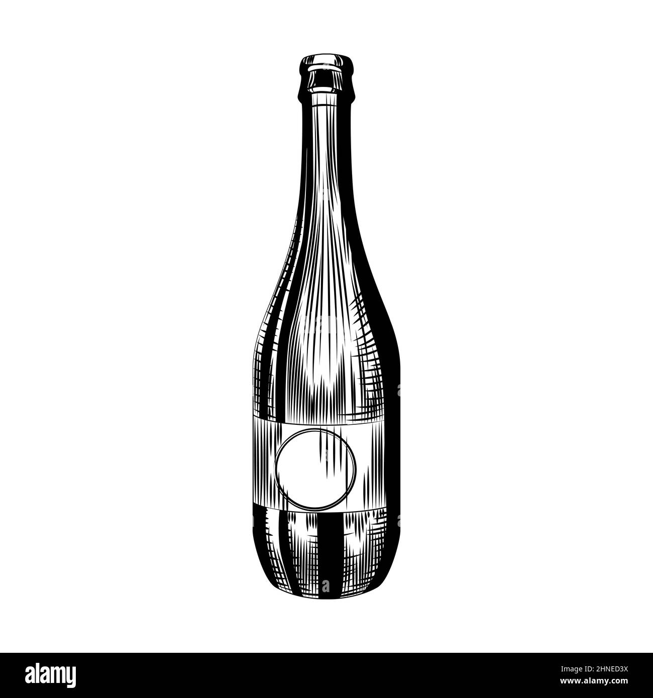 Hand drawn cider bottle isolated on white background. Craft beer bottle