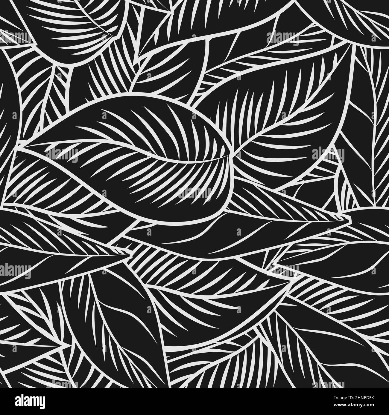 Monochrome leaves vintage engraved style seamless pattern. Simple leaf background. Abstract foliage wallpaper. Vector illustration Stock Vector