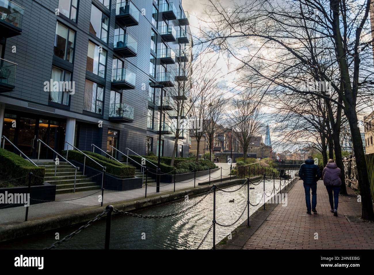 Park vista tower luxury flats along a canal in Wapping, a redeveloped former docks area in Tower