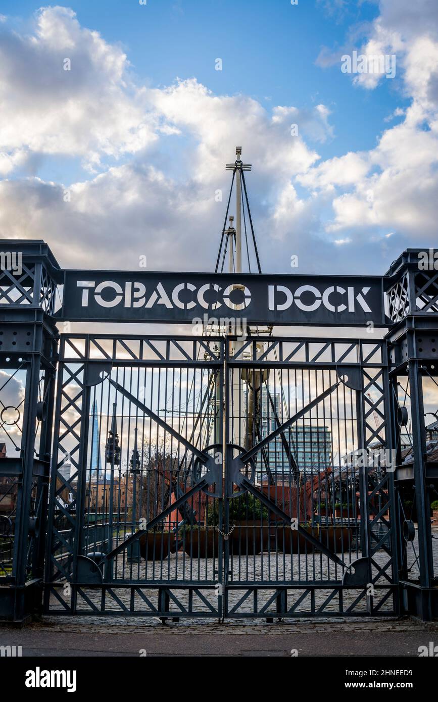 events tobacco dock Tobacco Dock, a Grade I listed warehouse now events venue in Wapping, a  redeveloped former docks area in Tower Hamlets, London, UK Stock Photo