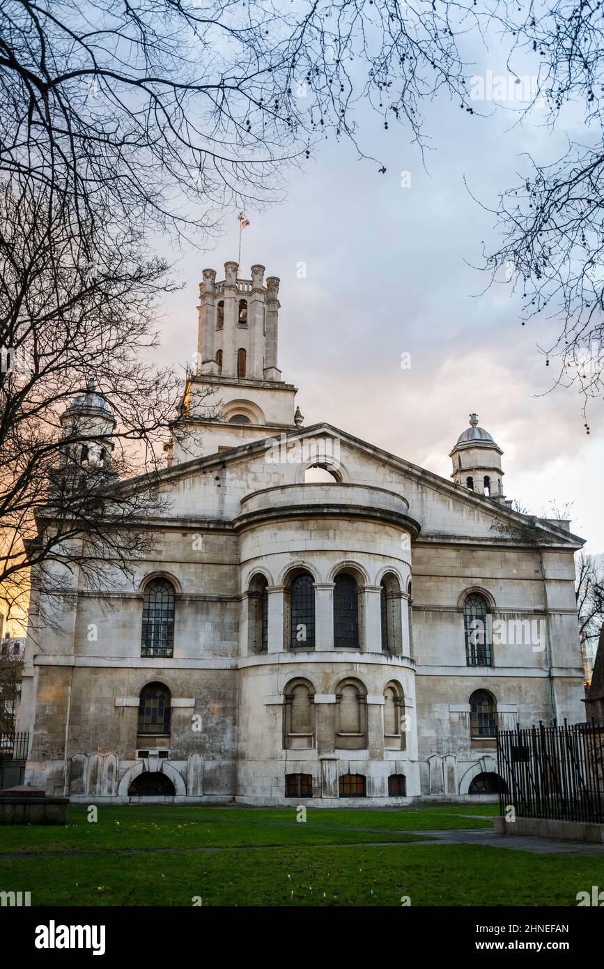 St George-in-the-East Church, an early 18th century Anglican church built in English Baroque style, Wapping, Tower Hamlets, London, UK Stock Photo