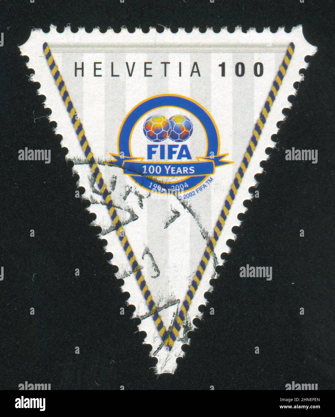 SWITZERLAND - CIRCA 2004: stamp printed by Switzerland, shows FIFA badge, circa 2004 Stock Photo
