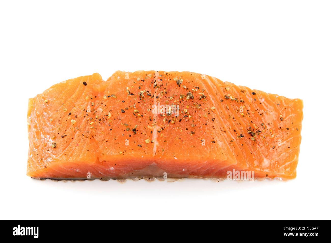 raw salmon steak on a white background Stock Photo - Alamy