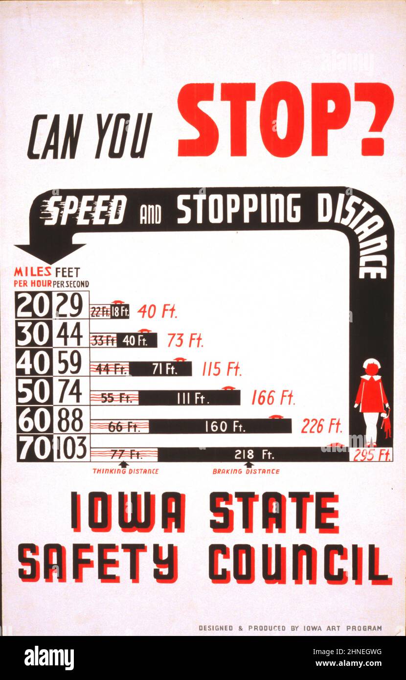 Traffic safety poster created by the WPA, 1941-1943. Library of Congress. (Richard B. Levine) Stock Photo