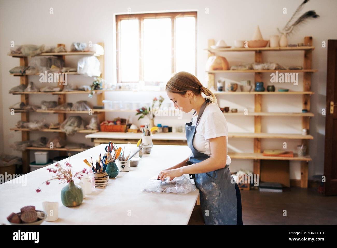 Putting her twist on it Stock Photo Alamy