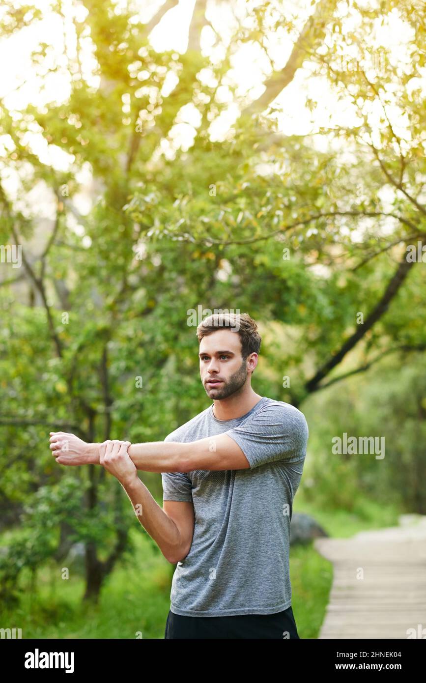 Stretching to stay injury-free Stock Photo