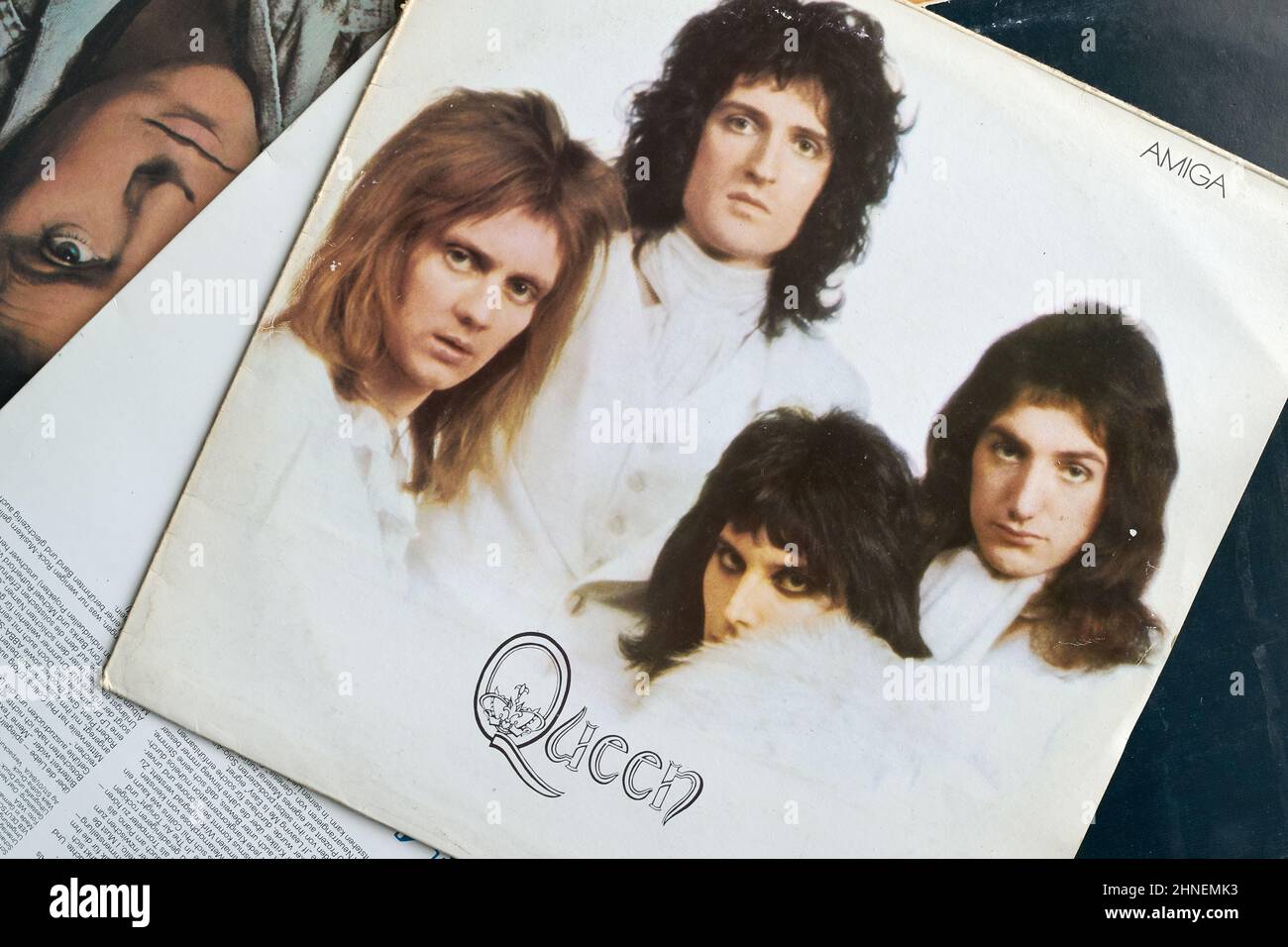 Record cover of the rock band Queen, released in 1981 by the GDR record company Amiga. Amiga celebrates its 75th birthday in 2022 Stock Photo