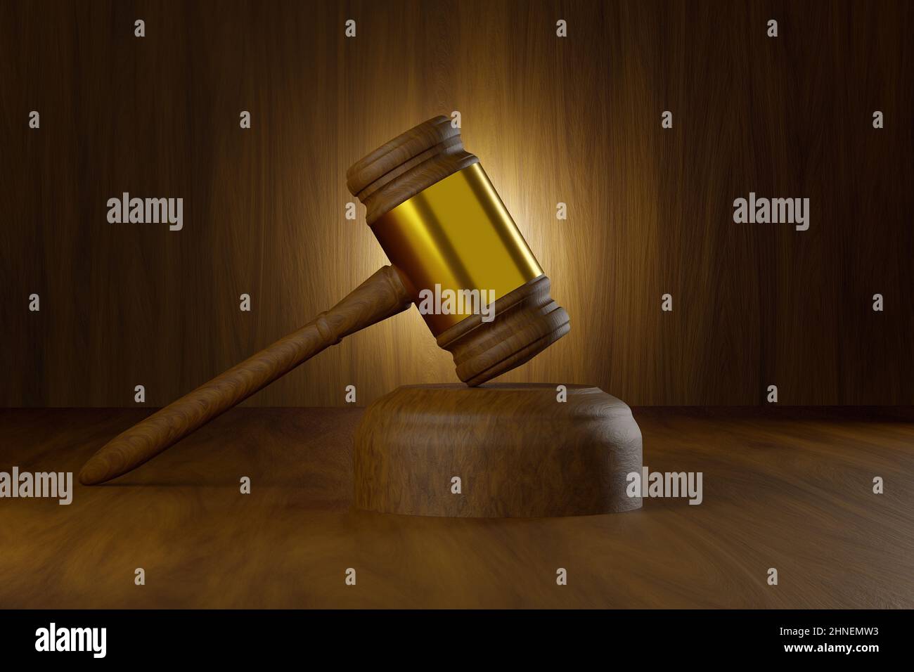 Judge Gavel on Wooden Table, Justice or Legal Concept 3D Illustration