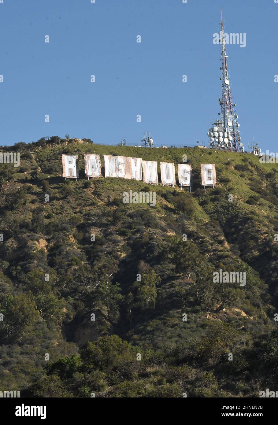The Iconic Hollywood sign replaced with RAMS HOUSE to celebrate Super