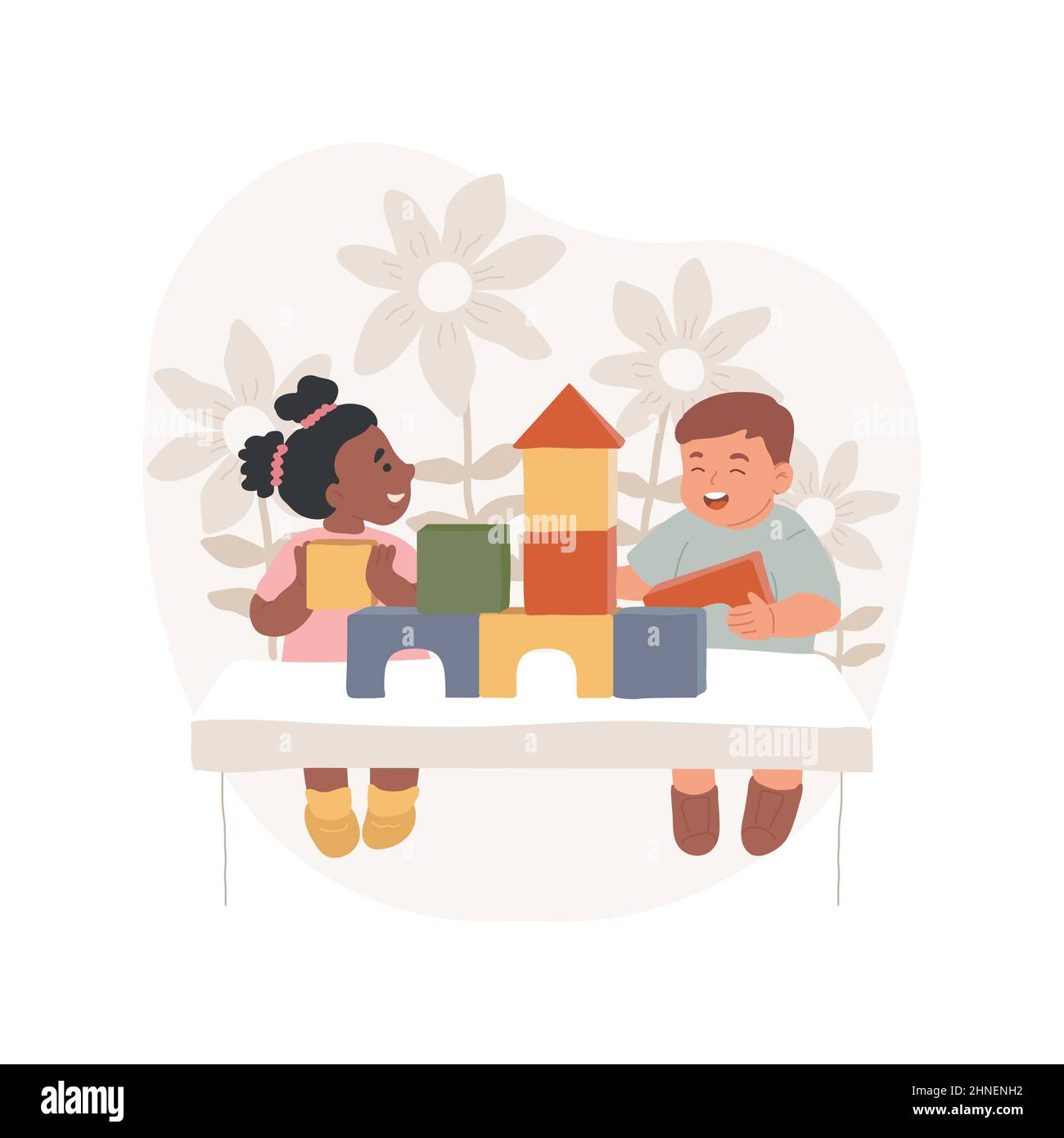Stacking blocks isolated cartoon vector illustration Infant early
