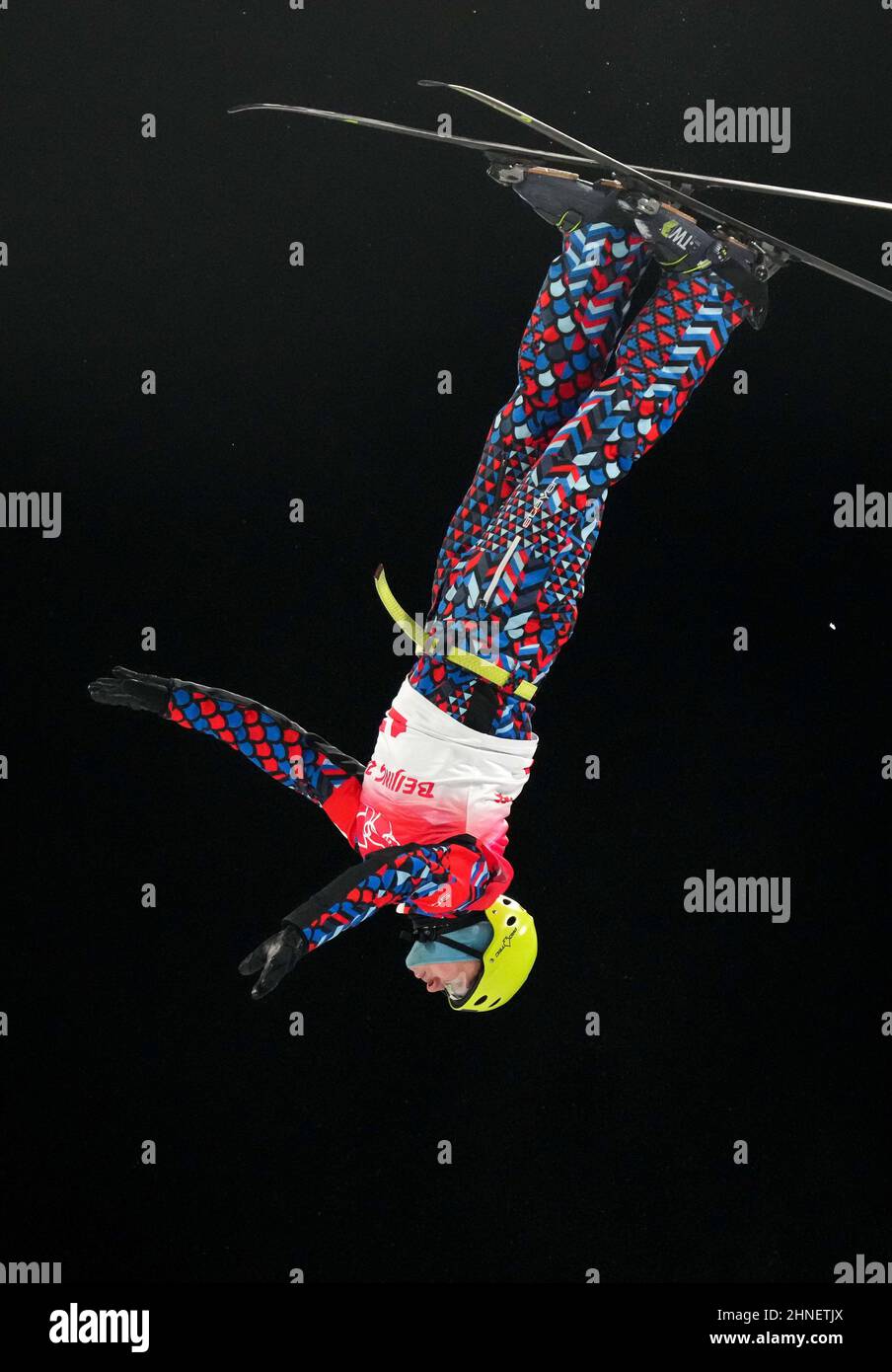 Zhangjiakou, China's Hebei Province. 16th Feb, 2022. Ilia Burov of ROC competes during the freestyle skiing men's aerials final of Beijing 2022 Winter Olympics at Genting Snow Park in Zhangjiakou, north China's Hebei Province, Feb. 16, 2022. Credit: Wang Haofei/Xinhua/Alamy Live News Stock Photo