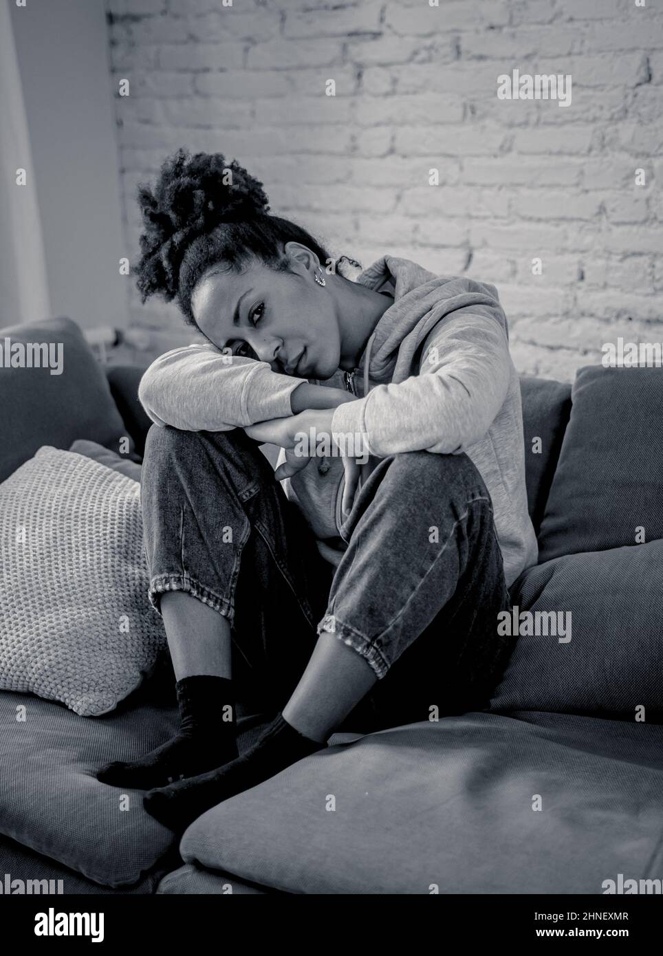 Black female teenager distressed hi-res stock photography and images ...