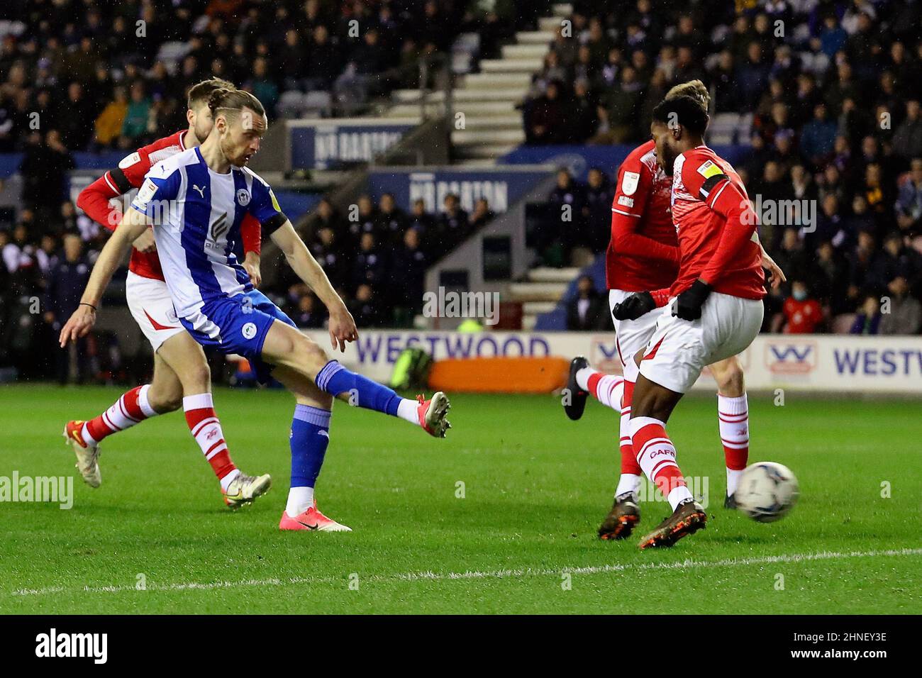 Wigan, UK. 15th Feb, 2022. Will Keane of Wigan Athletic during the Sky Bet League One match between Wigan Athletic and Crewe Alexandra at DW Stadium on February 15th 2022 in Wigan, England. (Photo by Tony Taylor/phcimages.com) Credit: PHC Images/Alamy Live News Stock Photo