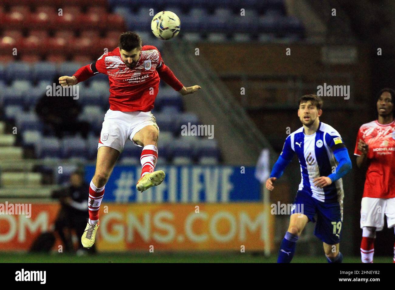 Wigan, UK. 15th Feb, 2022. Luke Murphy of Crewe Alexandra during the Sky Bet League One match between Wigan Athletic and Crewe Alexandra at DW Stadium on February 15th 2022 in Wigan, England. (Photo by Tony Taylor/phcimages.com) Credit: PHC Images/Alamy Live News Stock Photo