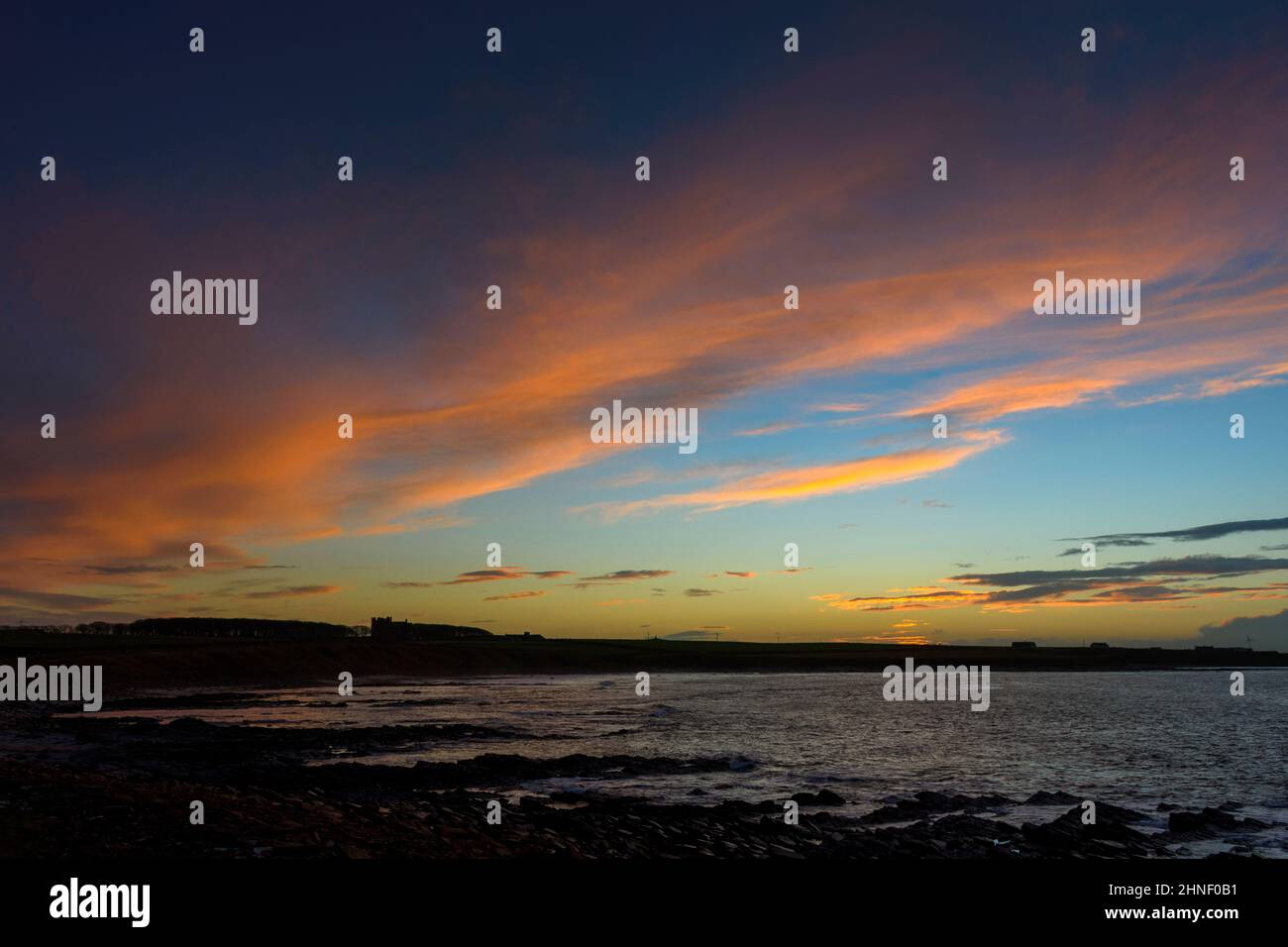 Sunset from the beach near the village of Mey, Caithness, Scotland, UK Stock Photo