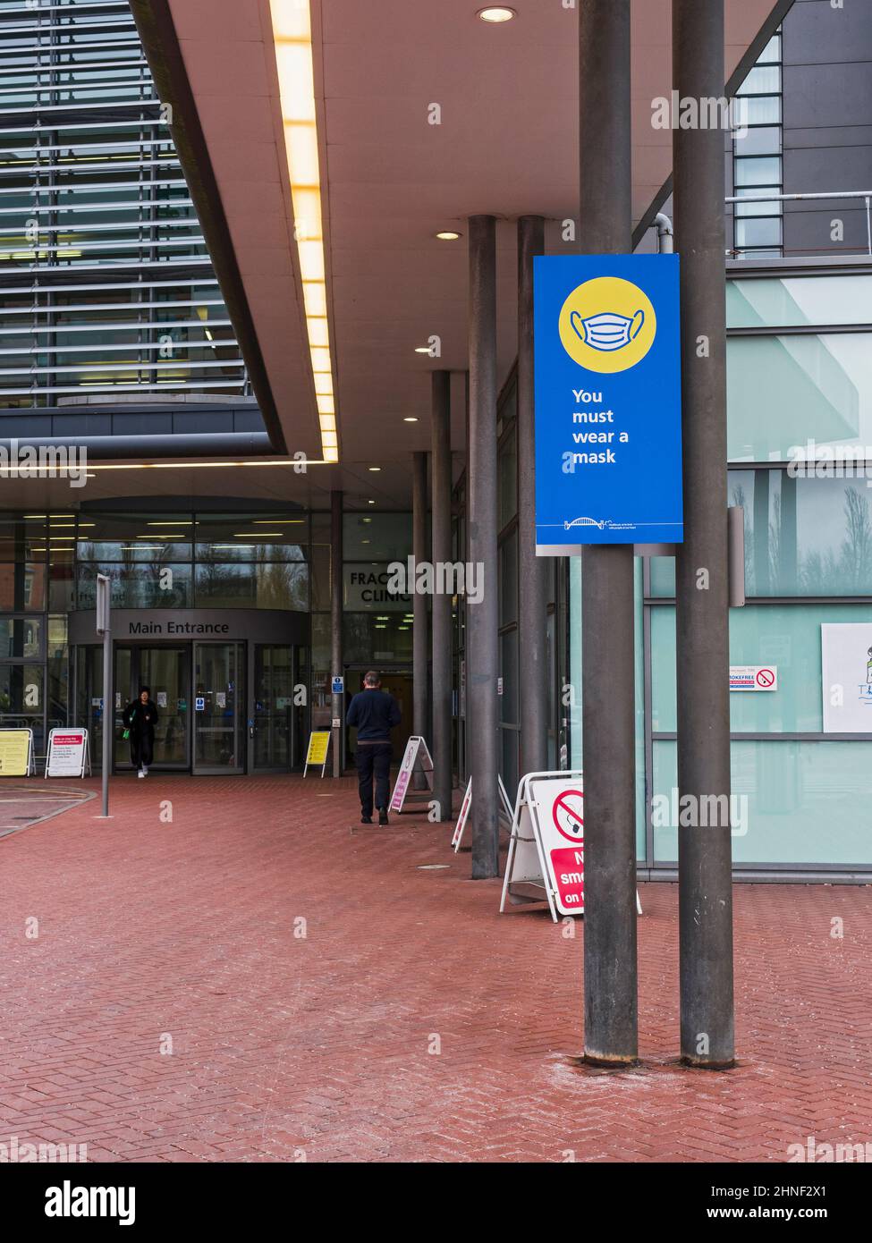 Compulsory mask wearing sign at Newcastle Royal Victoria Hospital ...