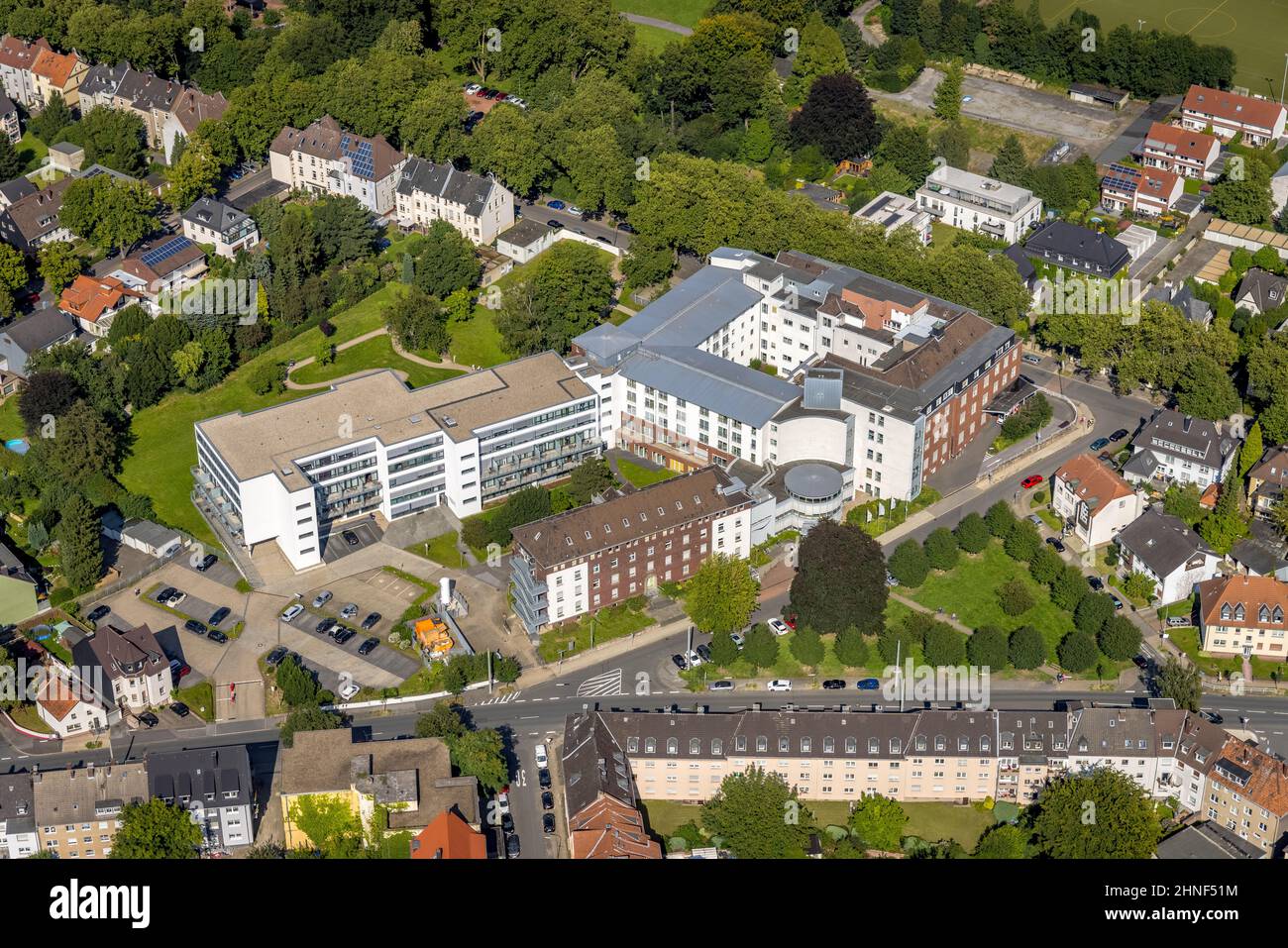 Aerial view, Marien-Hospital Wattenscheid in Wattenscheid, Bochum, Ruhr Area, North Rhine-Westphalia, Germany, DE, Europe, health care, hospital, clin Stock Photo
