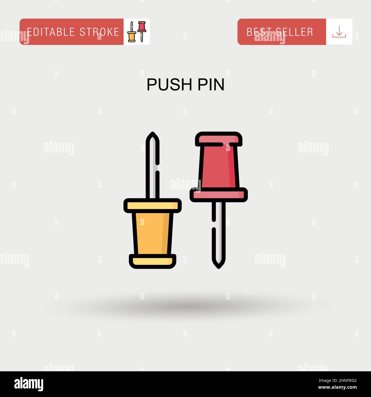 Push pin Simple vector icon. Stock Vector