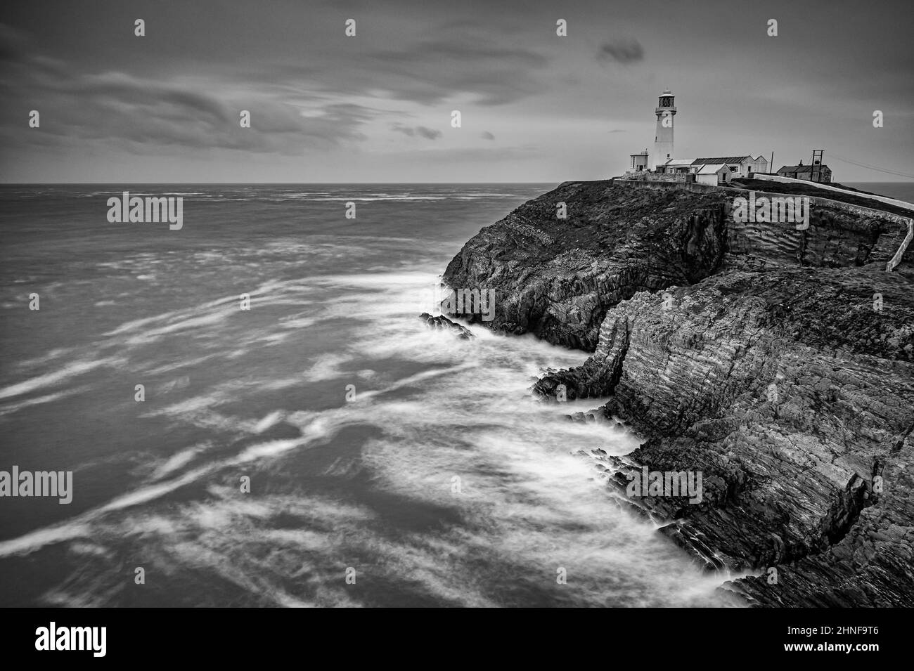 Rocky shoreline north wales Black and White Stock Photos & Images - Alamy