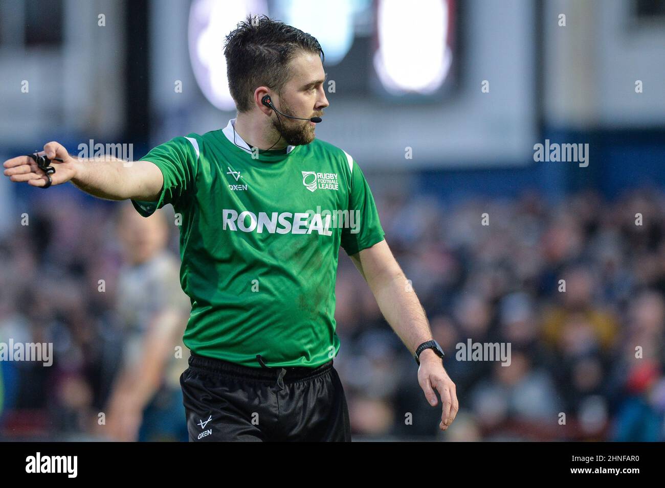 Wakefield, England - 13 February 2022 - Referee Marcus Griffiths during ...