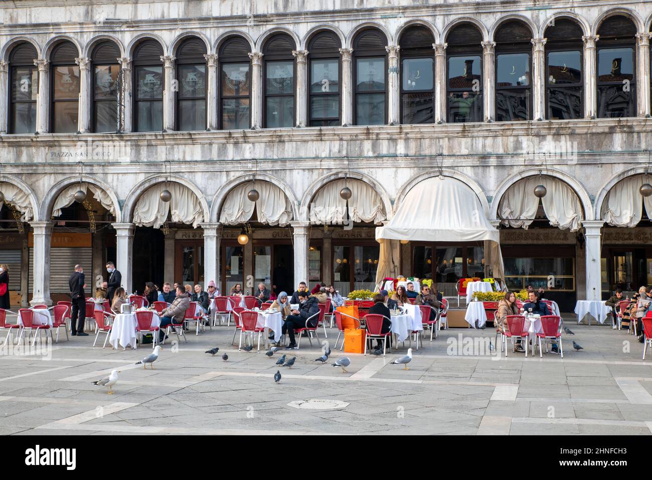 Outdoor seating in St. Mark's square Stock Photo