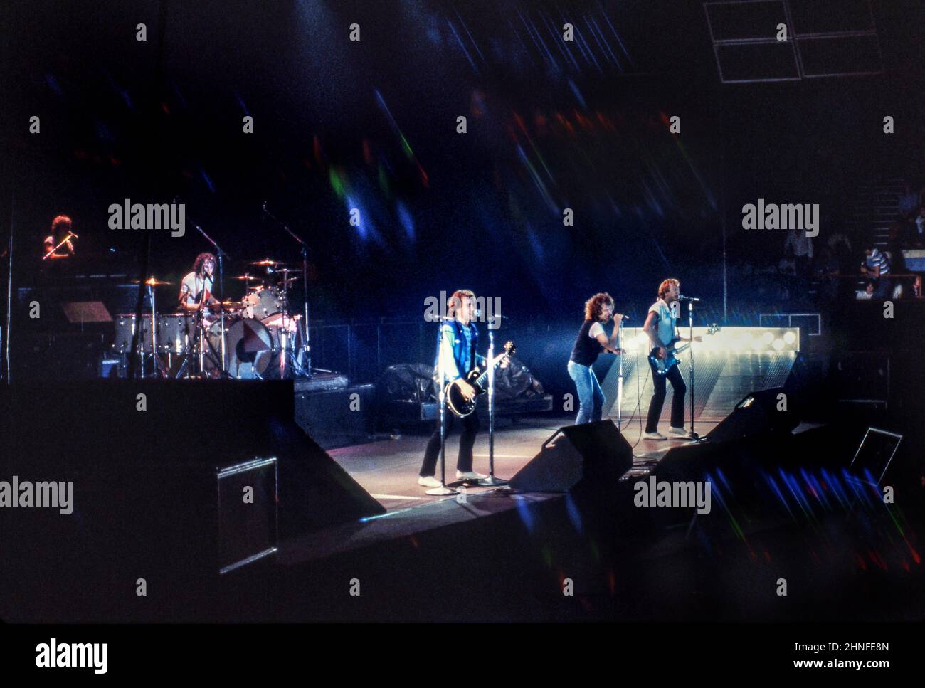 Anglo-American band Foreigner performing at Wembley Arena, London in 1982. Stock Photo