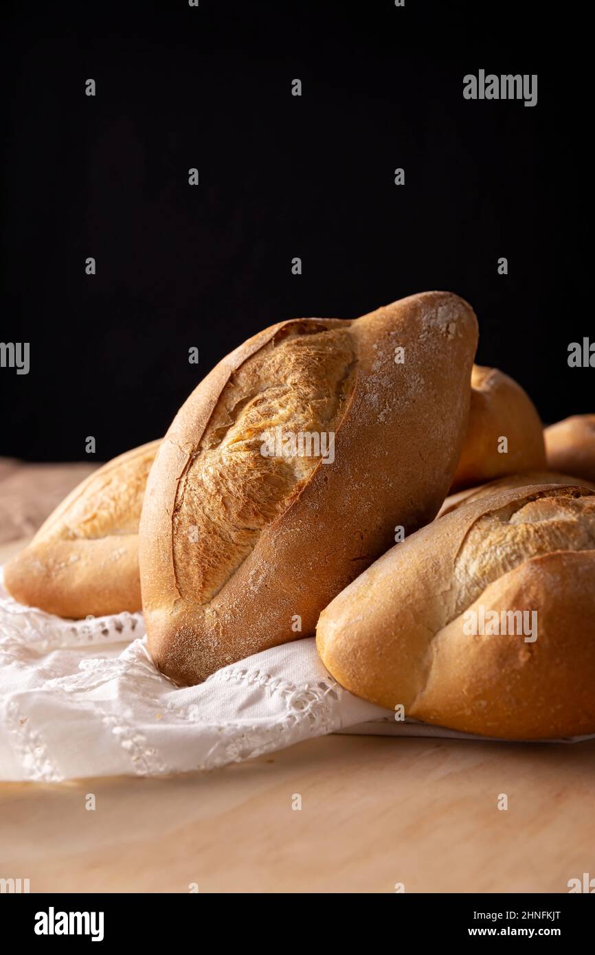 Bolillo. Traditional mexican bakery. White bread commonly used to