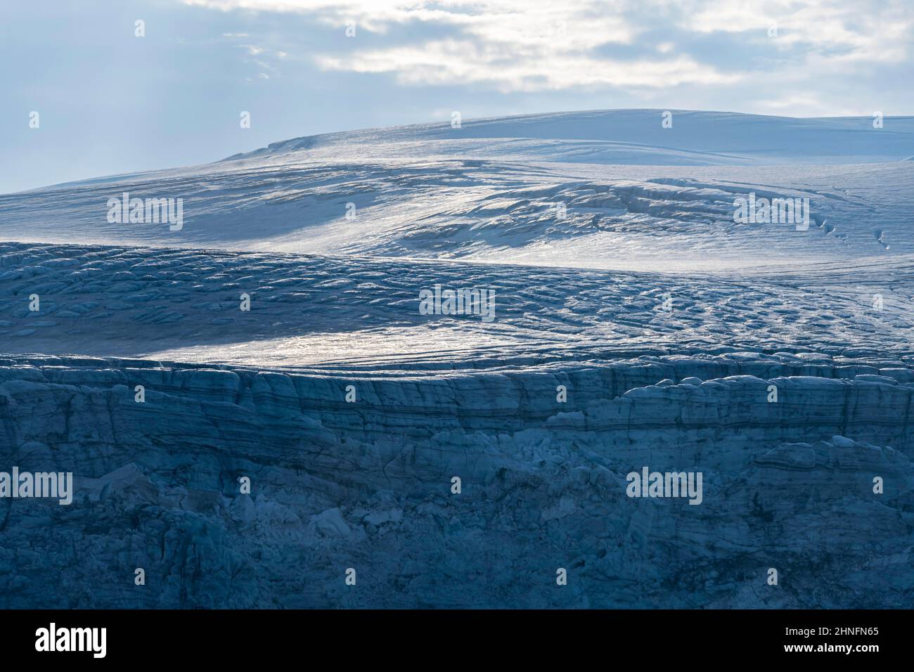 Spectacular landscape, Myrdalsjoekull glacier, Pakgil, Iceland Stock Photo