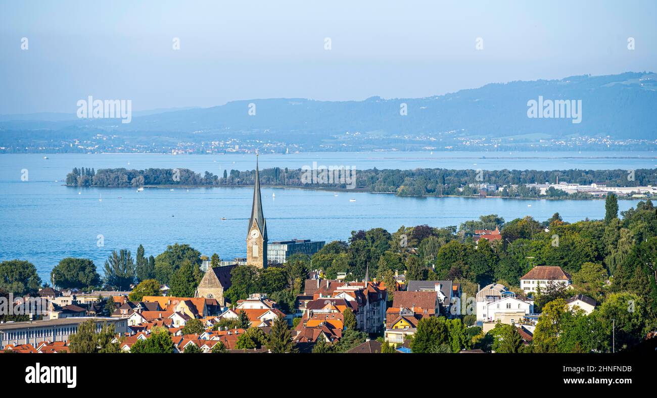 Church in Rorschach, town view, Lake Constance, Switzerland Stock Photo