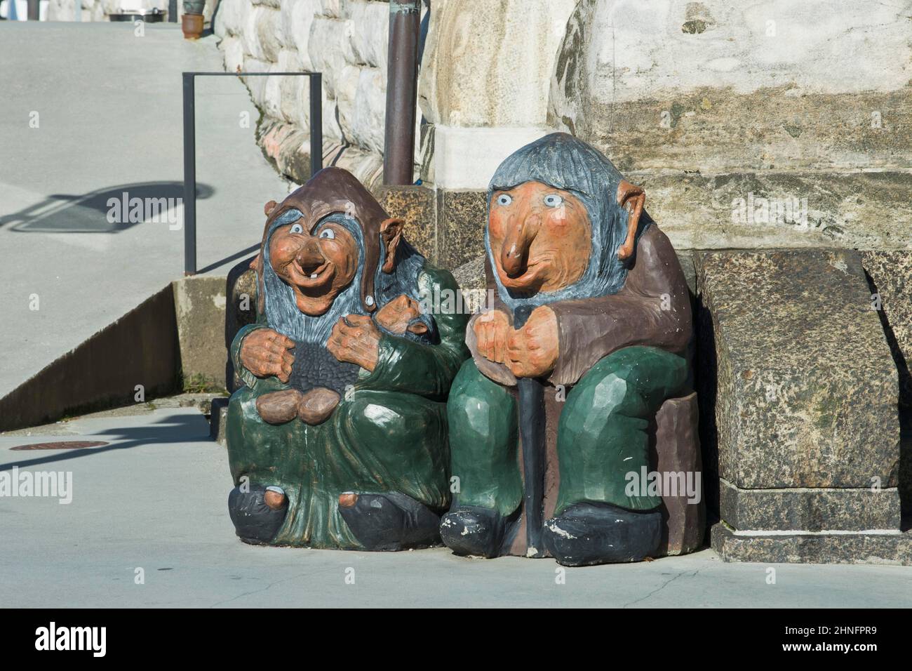 Troll figures in Alesund, Norway Stock Photo