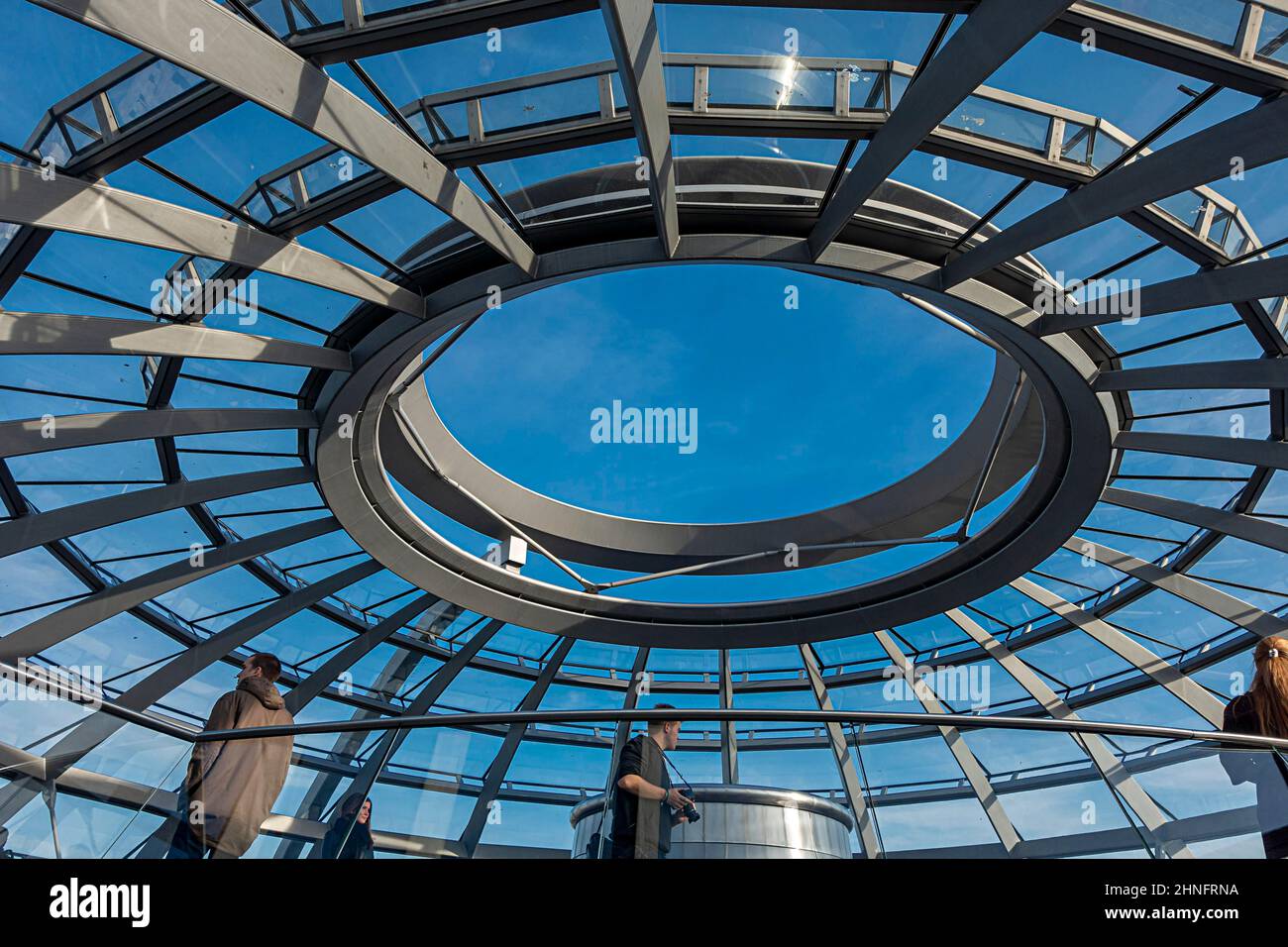 The ventilation hole in the glass dome of the Reichstag, Berlin