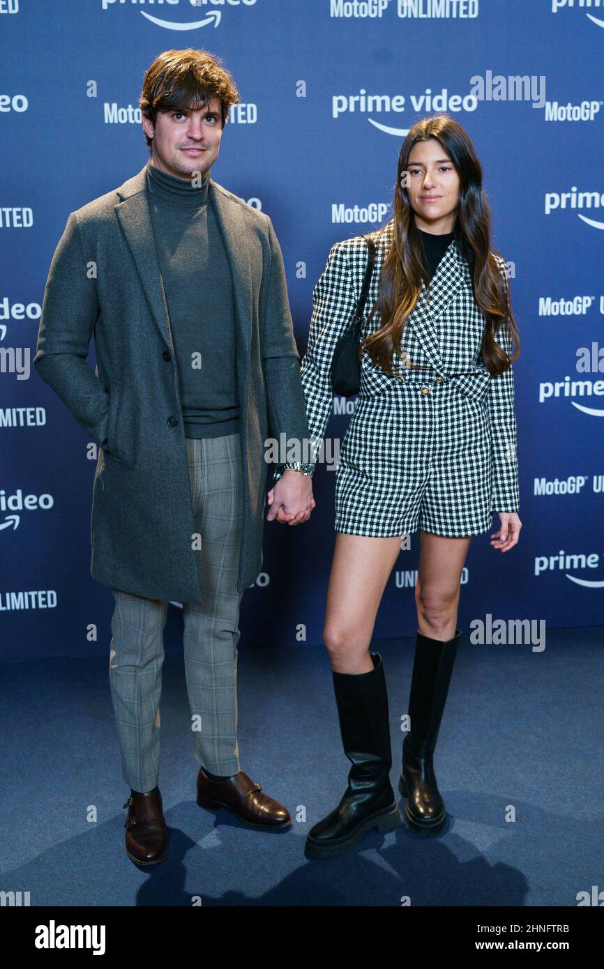 Madrid, Spain. 16th Feb, 2022. Álvaro González Morales and Carla Vico attend the 'Moto GP Unlimited Premiere' at the Capitol cinema in Madrid. Credit: SOPA Images Limited/Alamy Live News Stock Photo