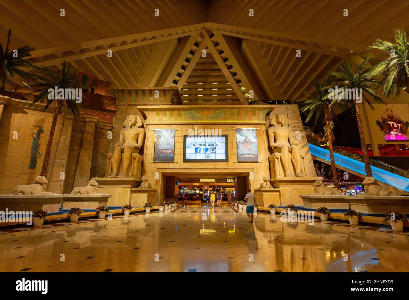 Las Vegas, AUG 6 2015 - Interior view of the Luxor Hotel and Casino ...
