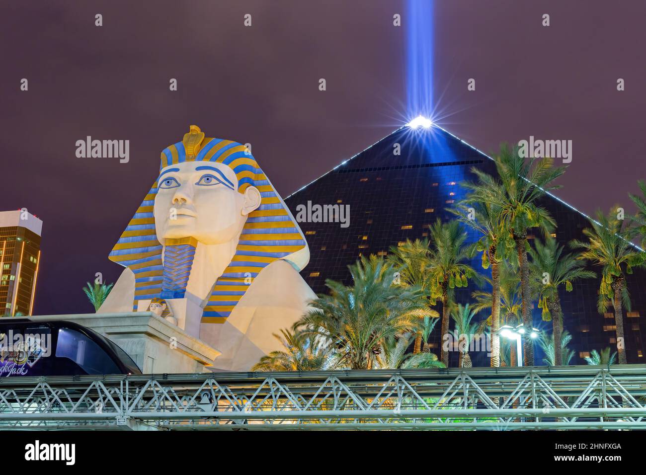 Las Vegas, AUG 6 2015 - Night view of the Luxor Hotel and Casino Stock Photo