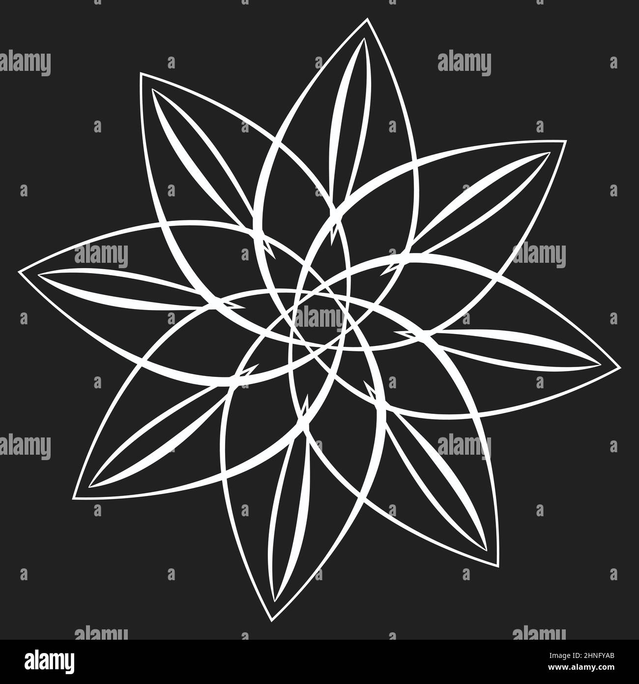 Radiating mandala. Circular geometric motif, icon, shape - stock vector ...
