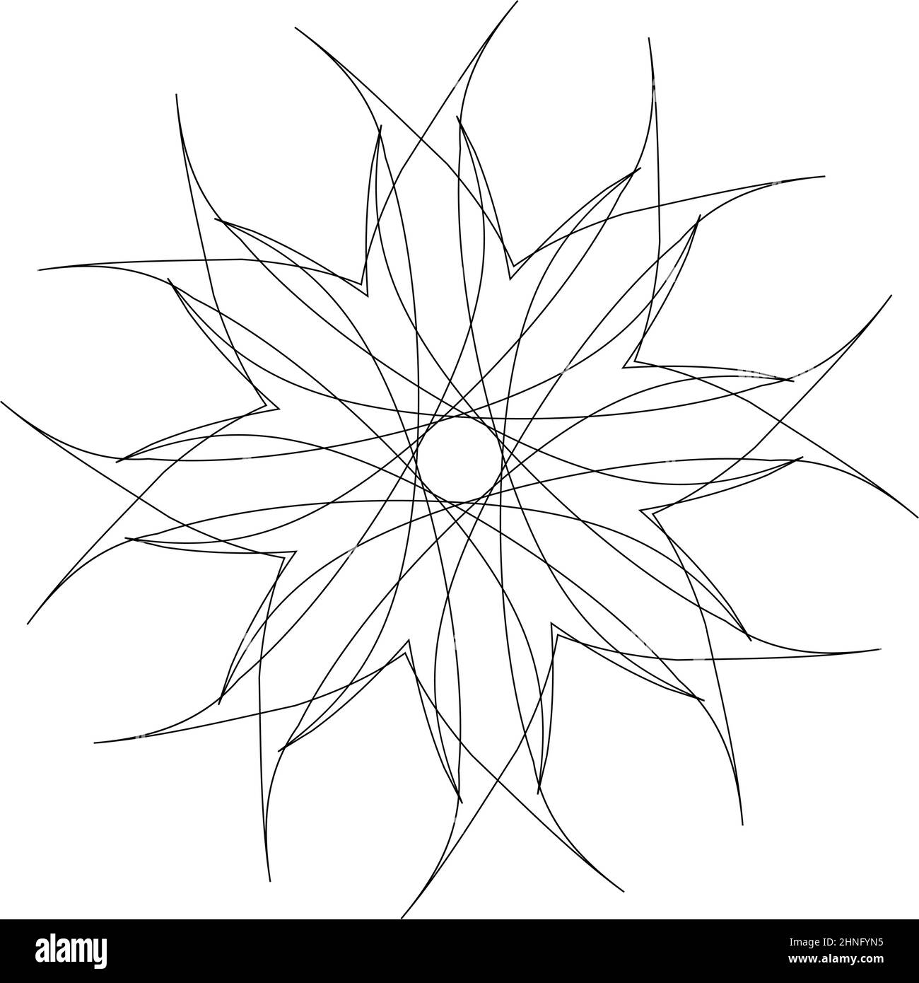 Radiating mandala. Circular geometric motif, icon, shape - stock vector ...