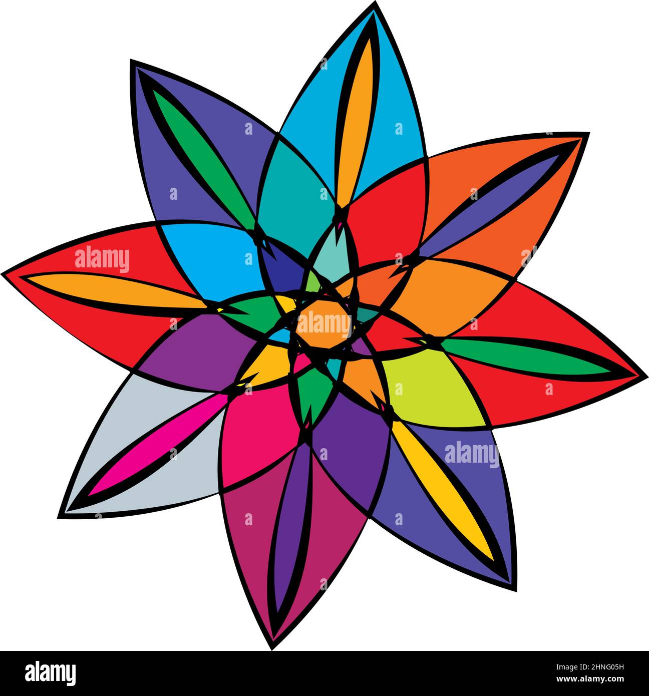 Radiating mandala. Circular geometric motif, icon, shape - stock vector ...