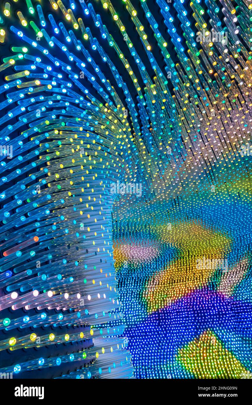 Colorful Light Installation at the entrance to the Hall of Gold in the National Museum of Kazakhstan in Nur-Sultan Stock Photo