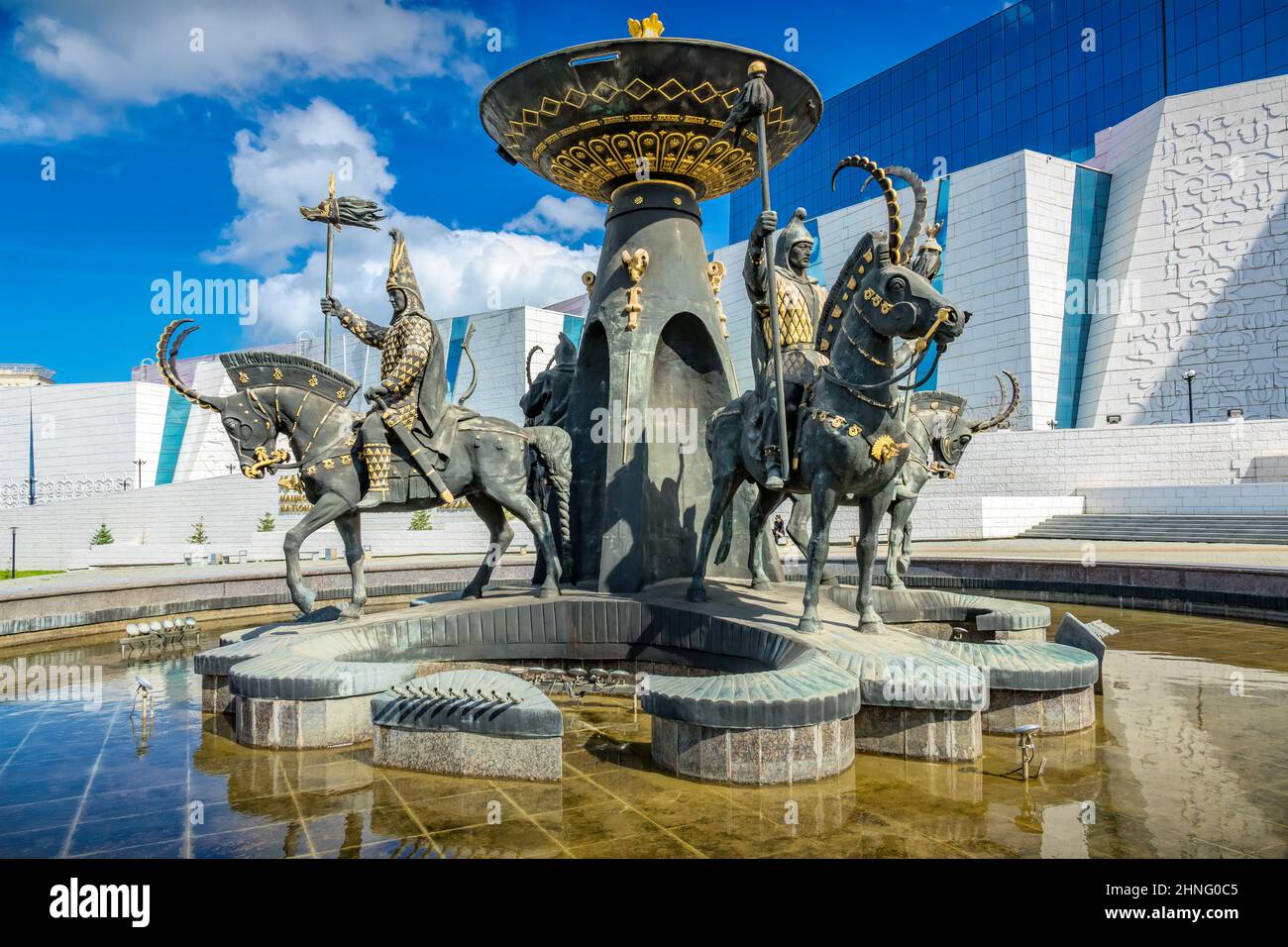 Statue in front of the National Museum of the Republic of Kazakhstan in Nur-Sultan Kazakhstan Stock Photo