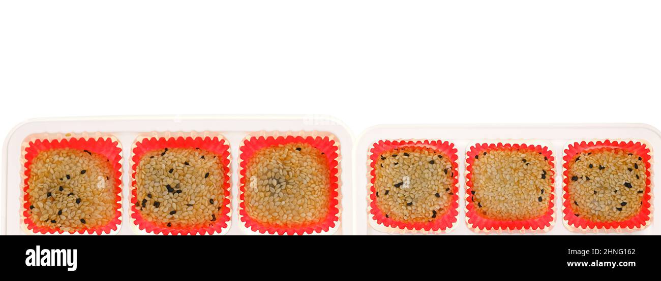 sesame mochi isolated on white background. Japanese traditional dessert